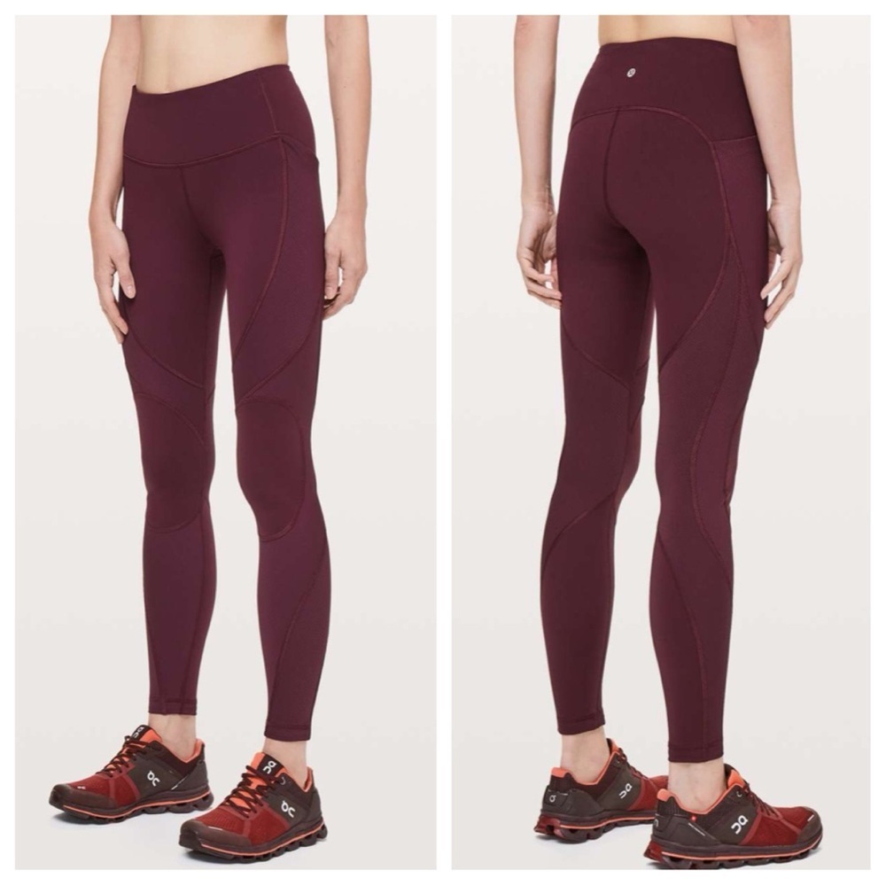 Lululemon sz 6 On Repeat 7/8 Tight 28" Inseam Legging Dark Adobe Burgundy W5BH4S